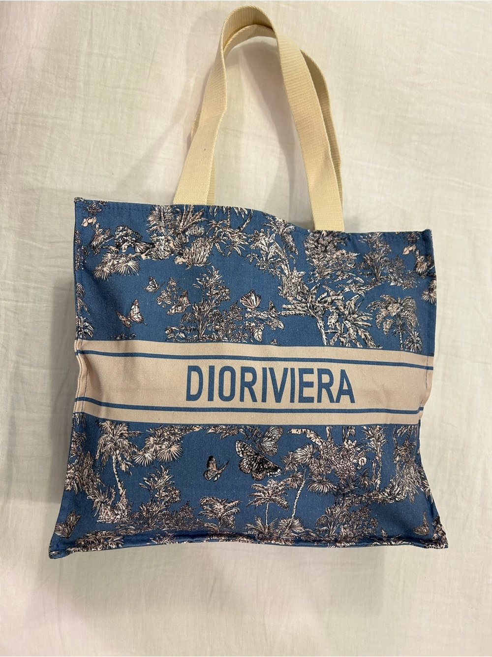 Dior Blue Toile Canvas Tote with Cream Straps GWP - Picture 2 of 4